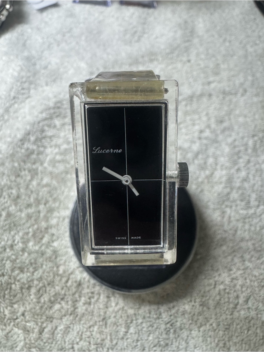 Lucerne self winding Swiss  Black Rectangular Watch - Clear Case